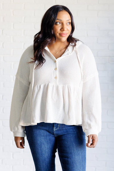 Don't Waffle About Waffle Knit Hoodie - Ruby Rebellion
