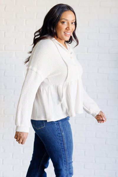 Don't Waffle About Waffle Knit Hoodie - Ruby Rebellion