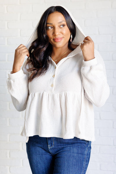 Don't Waffle About Waffle Knit Hoodie - Ruby Rebellion