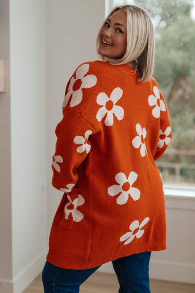 Enough Anyways Floral Cardigan in Burnt Orange - Ruby Rebellion