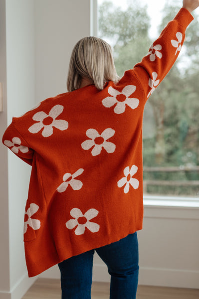 Enough Anyways Floral Cardigan in Burnt Orange - Ruby Rebellion