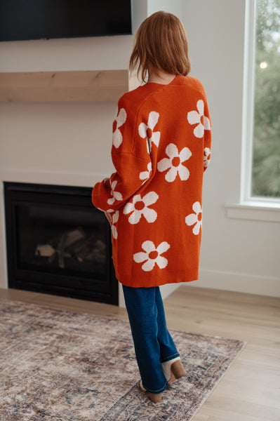 Enough Anyways Floral Cardigan in Burnt Orange - Ruby Rebellion