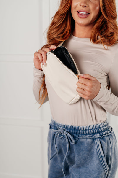 Everywhere I Go Crossbody Belt Bag in Ivory - Ruby Rebellion