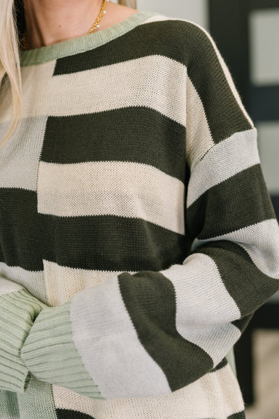 Fall Into Us Color Block Knit Pullover - Ruby Rebellion
