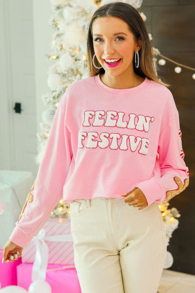 Feelin Festive Pink Sweater - Ruby Rebellion