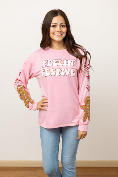 Feelin Festive Pink Sweater - Ruby Rebellion