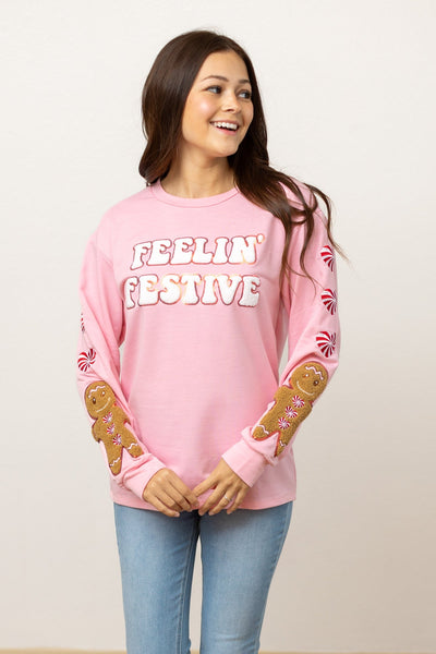 Feelin Festive Pink Sweater - Ruby Rebellion