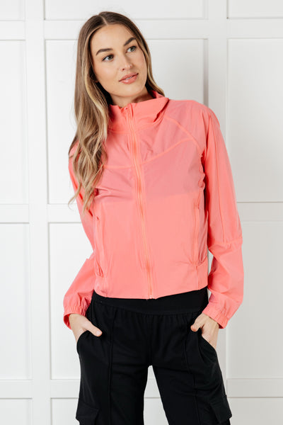 Fit Happens Nylon Tennis Jacket in Coral Rose - Ruby Rebellion