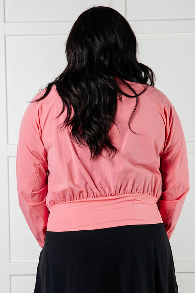 Fit Happens Nylon Tennis Jacket in Coral Rose - Ruby Rebellion