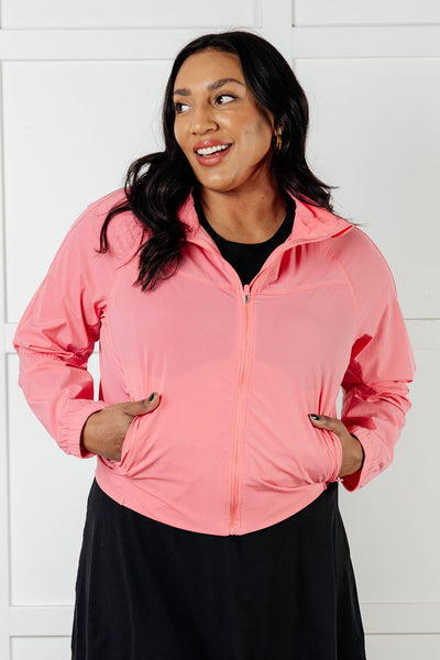 Fit Happens Nylon Tennis Jacket in Coral Rose - Ruby Rebellion