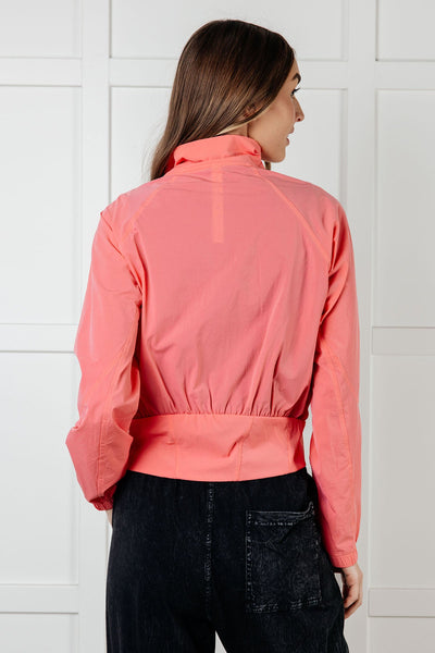 Fit Happens Nylon Tennis Jacket in Coral Rose - Ruby Rebellion