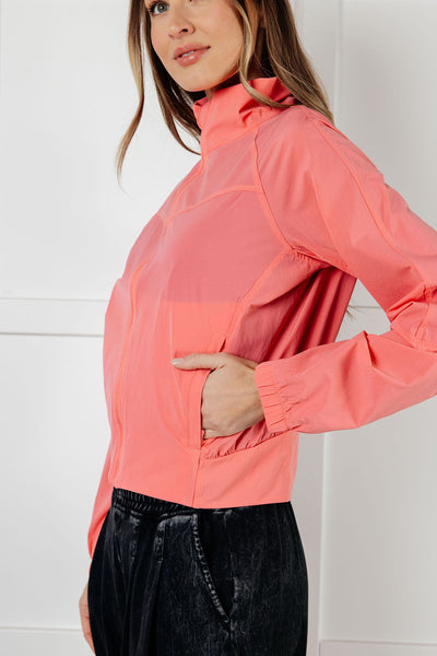 Fit Happens Nylon Tennis Jacket in Coral Rose - Ruby Rebellion