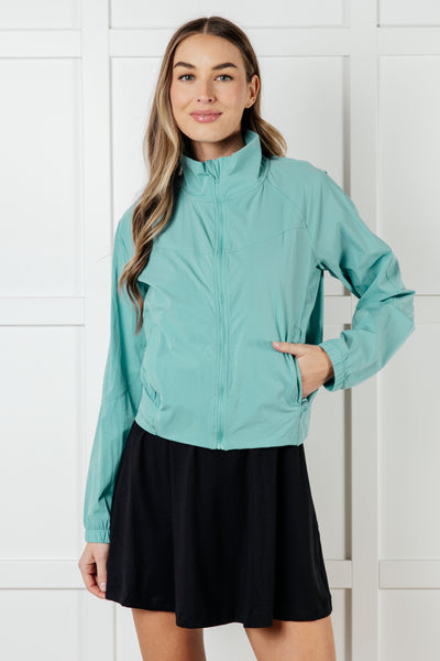 Fit Happens Nylon Tennis Jacket in Tidal Wave - Ruby Rebellion
