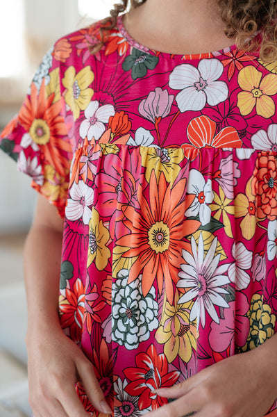 Flit About Floral Top in Pink - Ruby Rebellion