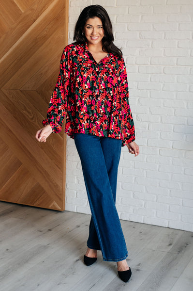 Francophile Ruffle Detail Button Up - Ruby Rebellion