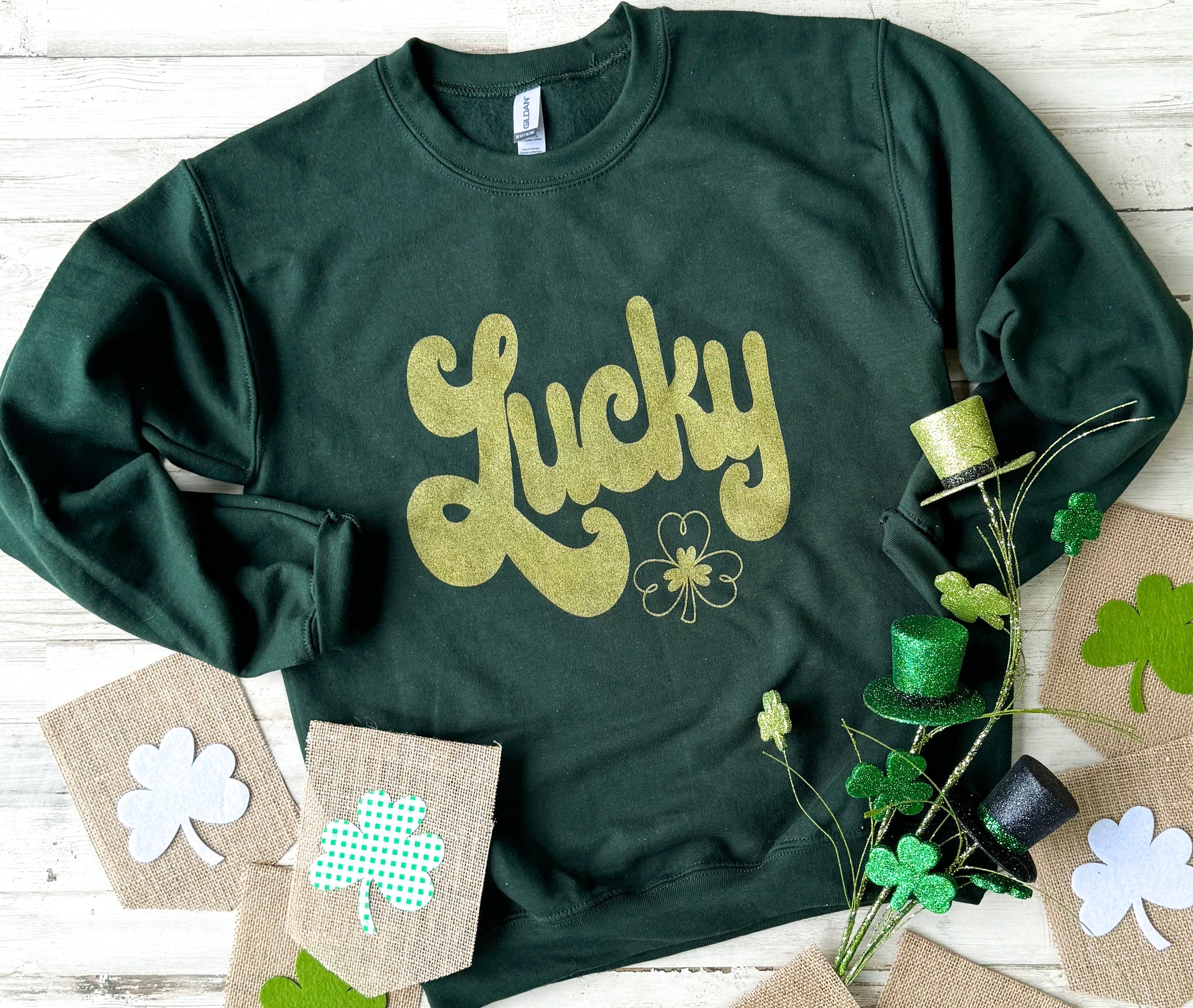 Lucky (Gold Glitter Ink) Forest Sweatshirt