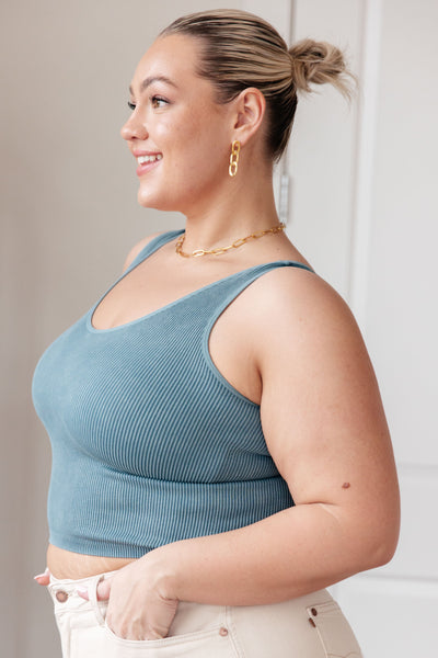 Fundamentals Ribbed Seamless Reversible Tank in Vintage Blue - Ruby Rebellion