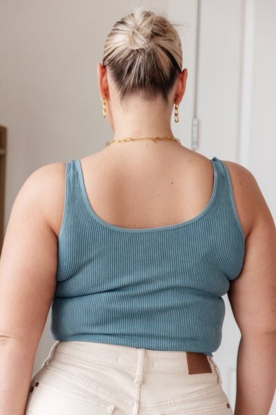Fundamentals Ribbed Seamless Reversible Tank in Vintage Blue - Ruby Rebellion