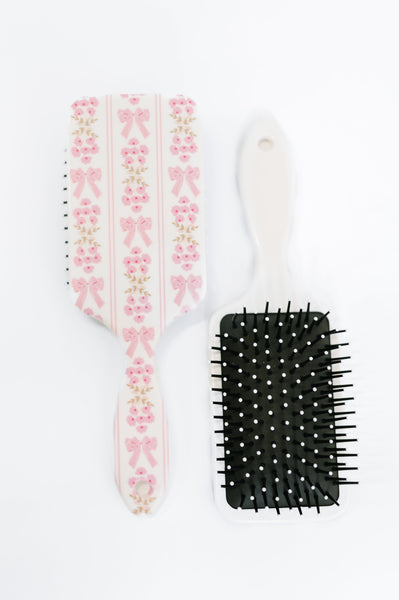 Girly Girl Bow and Floral Hair Brush - Ruby Rebellion
