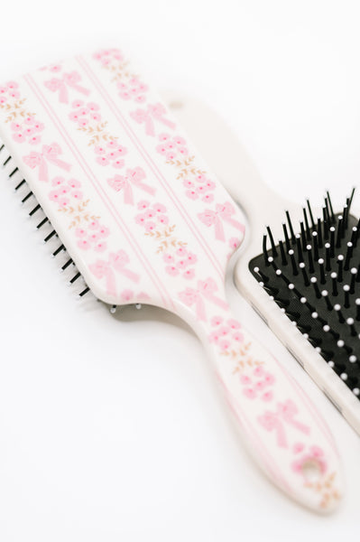 Girly Girl Bow and Floral Hair Brush - Ruby Rebellion