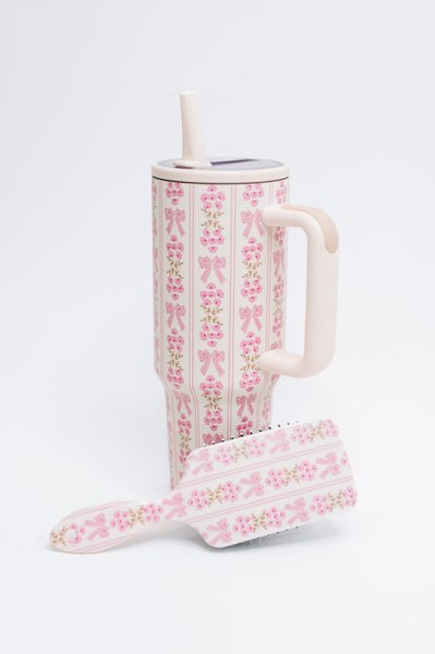 Girly Girl Bow and Floral Hair Brush - Ruby Rebellion