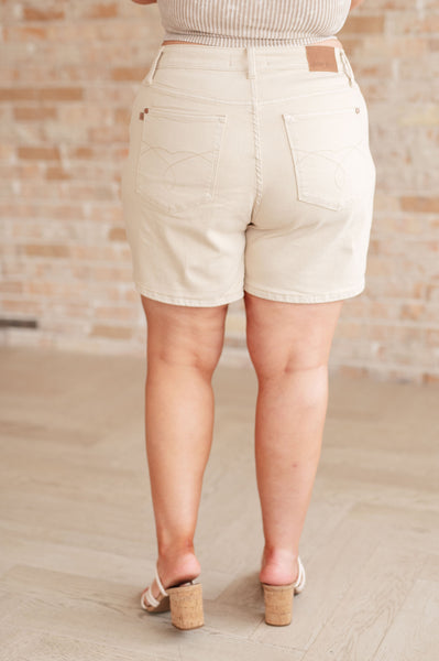Greta High Rise Garment Dyed Shorts in Bone - Ruby Rebellion