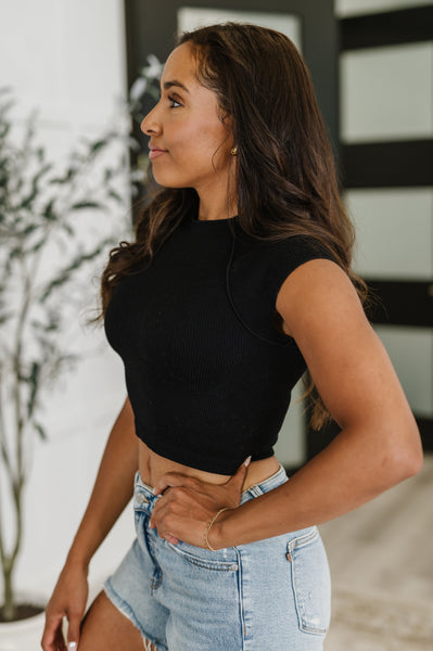 Halfway to Heaven Cropped Top in Black