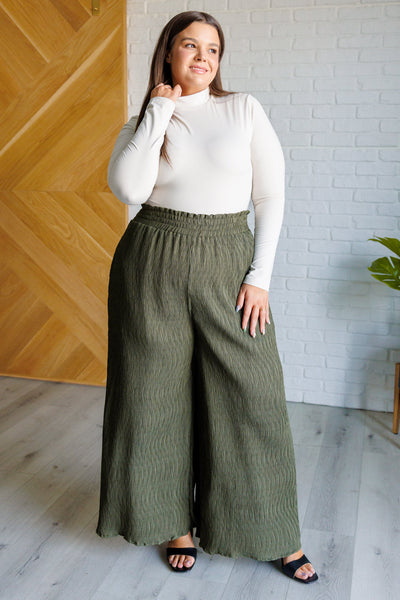 Harmony High Rise Wide Pants in Olive - Ruby Rebellion