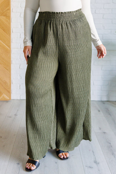 Harmony High Rise Wide Pants in Olive - Ruby Rebellion