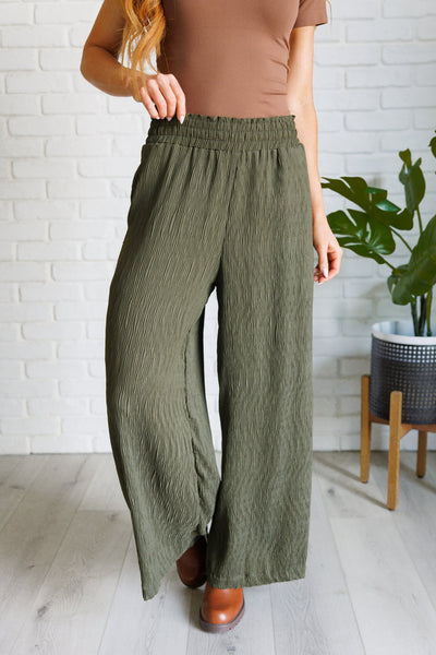 Harmony High Rise Wide Pants in Olive - Ruby Rebellion