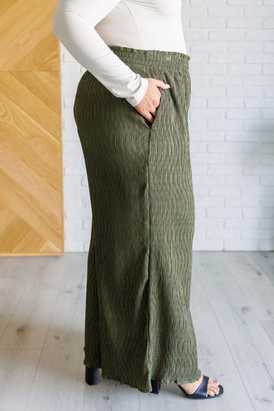 Harmony High Rise Wide Pants in Olive - Ruby Rebellion