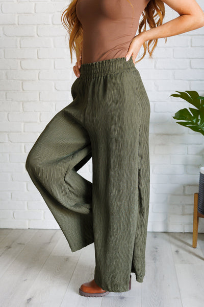 Harmony High Rise Wide Pants in Olive - Ruby Rebellion