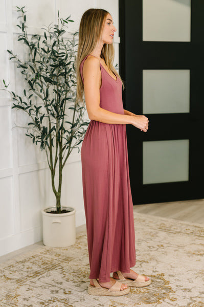 Head to Toe Whoa Gathered Wide Leg Jumpsuit in Mauve - Ruby Rebellion