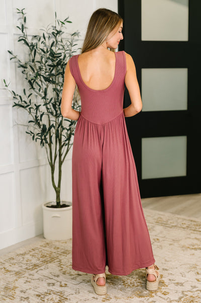 Head to Toe Whoa Gathered Wide Leg Jumpsuit in Mauve - Ruby Rebellion