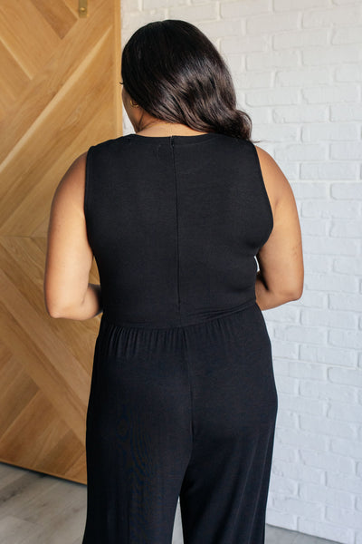 Hilary Wide Leg Jumpsuit in Black - Ruby Rebellion
