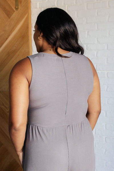 Hilary Wide Leg Jumpsuit in Grey - Ruby Rebellion