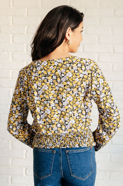 Honey Honey Floral Smocked Blouse in Black - Ruby Rebellion