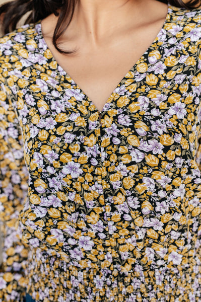 Honey Honey Floral Smocked Blouse in Black - Ruby Rebellion