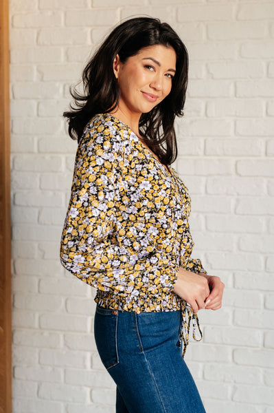 Honey Honey Floral Smocked Blouse in Black - Ruby Rebellion