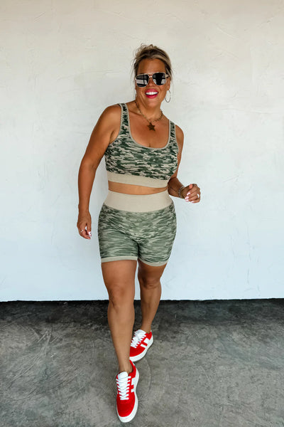 CAMO BRA & BIKER SHORT SET