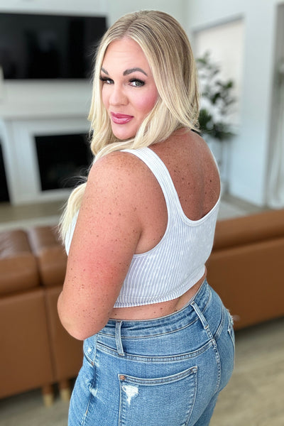 When and Where Reversible Ribbed Cropped Tank in Light Grey - Ruby Rebellion