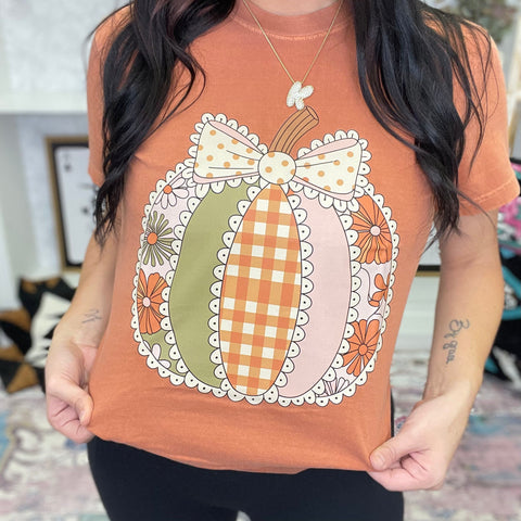 Lace Patchwork Pumpkin Graphic Tee