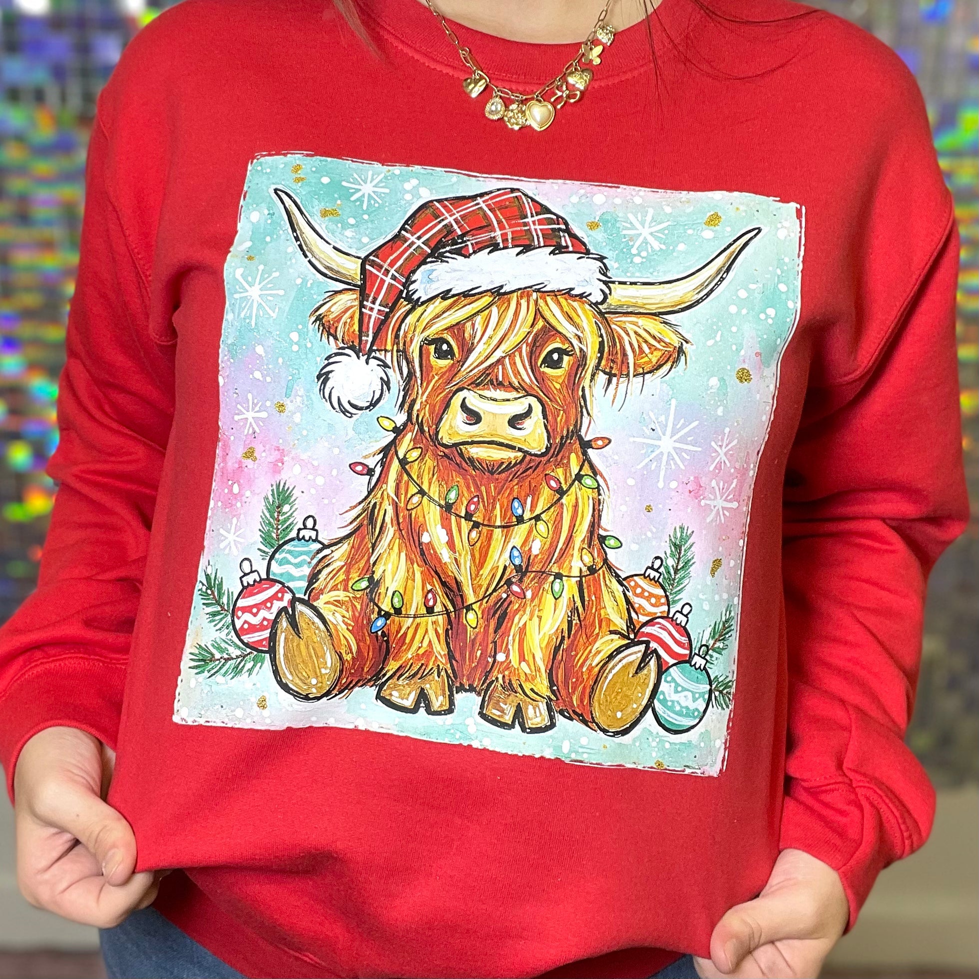Highland Cow Christmas Crewneck Sweatshirt