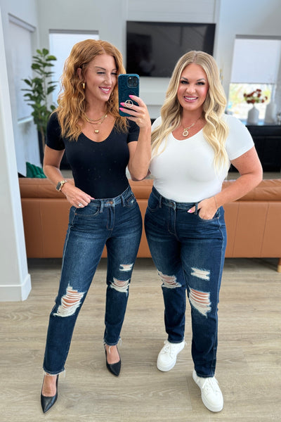 Montana High Rise Rigid Magic Distressed Straight Jeans - Ruby Rebellion