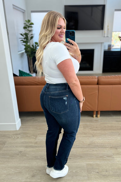 Montana High Rise Rigid Magic Distressed Straight Jeans - Ruby Rebellion