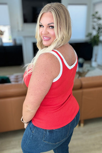 Handled It Contrast Trim Tank in Red - Ruby Rebellion