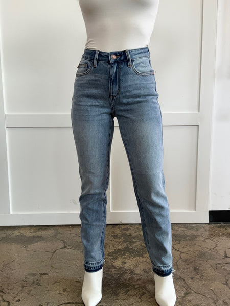 Live It Up Mid Rise Rigid Magic Release Hem Jeans