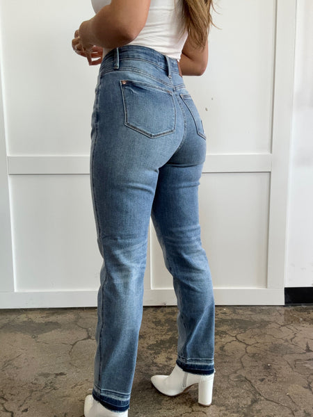 Live It Up Mid Rise Rigid Magic Release Hem Jeans