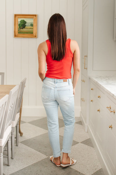Super Light Destroyed Boyfriend Jeans - Ruby Rebellion
