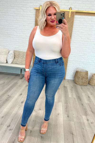Amanda High Rise Pull on Release Hem Skinny Jeans - Ruby Rebellion